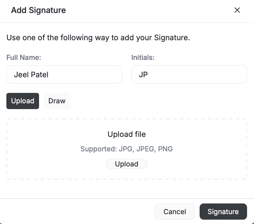 enabling esigns for estimates or invoices