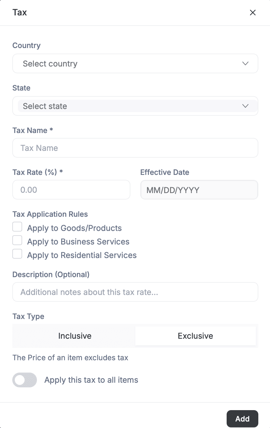 taxes inside a invoice