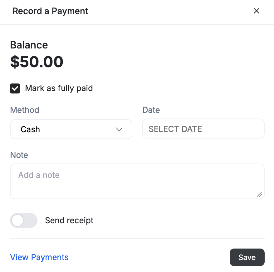 sending customer payment receipts