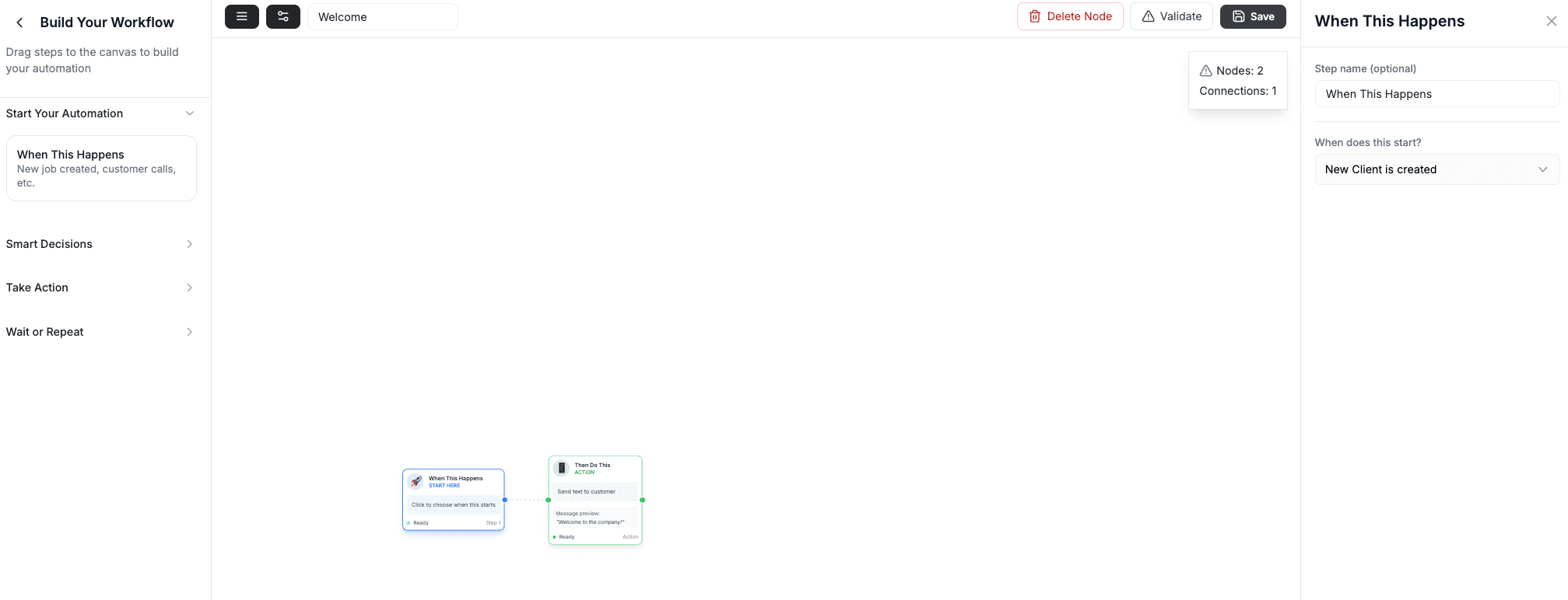 Field service workflow builder