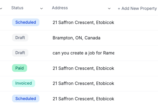 job and visit statuses in fieldcamp