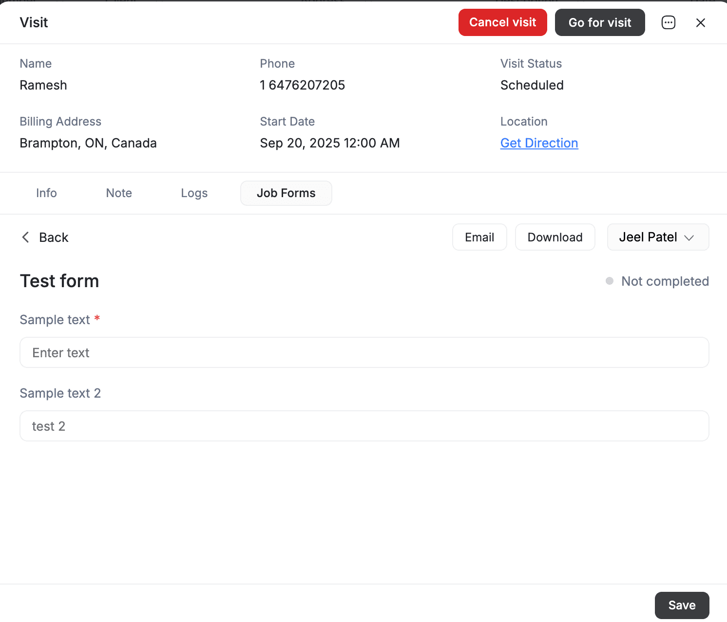 manage filled job forms inside fieldcamp