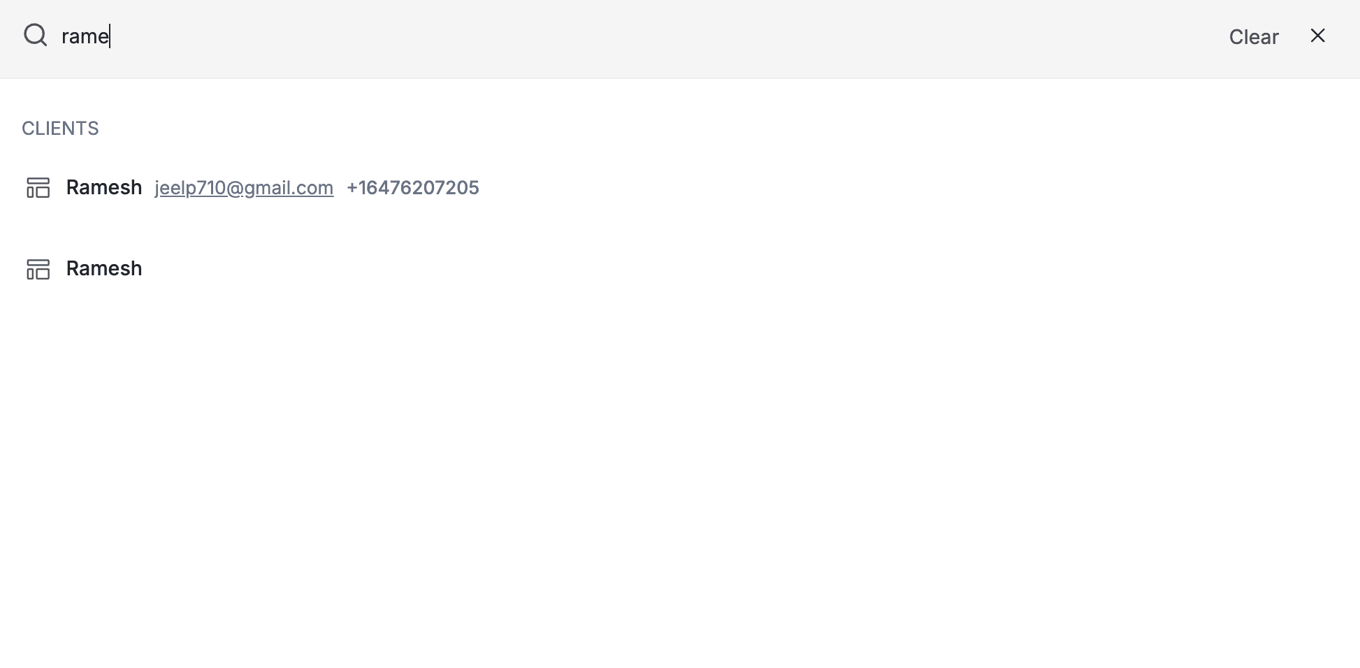 search for clients in fsm